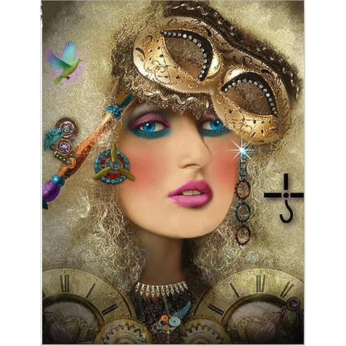 MKANLKX 5D DIY Diamond Painting, Woman Princess Diamond Mosaic Picture, Full Round Drill Handwork Embroidery Kits Gift 40X50Cm von MKANLKX