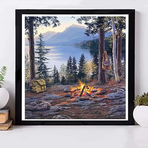 MKANLKX 5D-Diamantmalerei Zum Selbermachen, Wild Camping-Diamantmosaikbild, Komplettes Rundbohr-Handarbeits-Stickset, 40 X 50 cm von MKANLKX