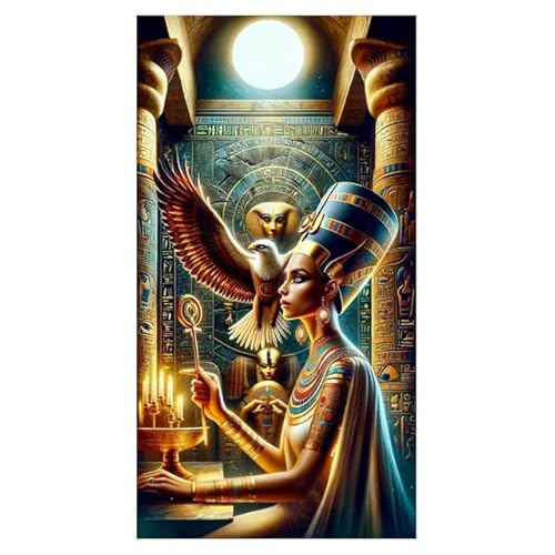 MKANLKX Ancient Egyptian Queen 5D DIY Diamond Painting, Diamond Mosaic Picture, Full Round Drill Handwork Embroidery Kits 40X50Cm von MKANLKX