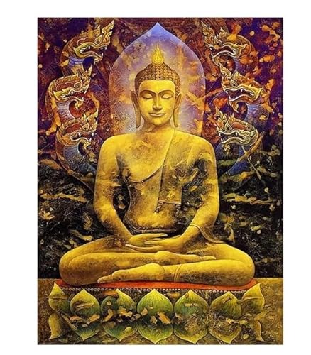 MKANLKX Full Round Diamond 5D DIY Diamond Painting Buddha Statue Embroidery Cross Stitch Rhinestone Mosaic Painting Decor 40X50Cm von MKANLKX