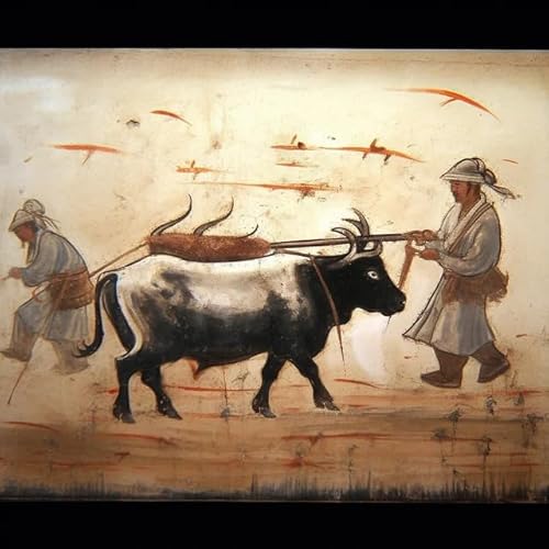 MKANLKX Oxen Pull Cart 5D DIY Diamond Painting, Diamond Mosaic Picture, Full Round Drill Handwork Embroidery Kits Gift 40X50Cm von MKANLKX