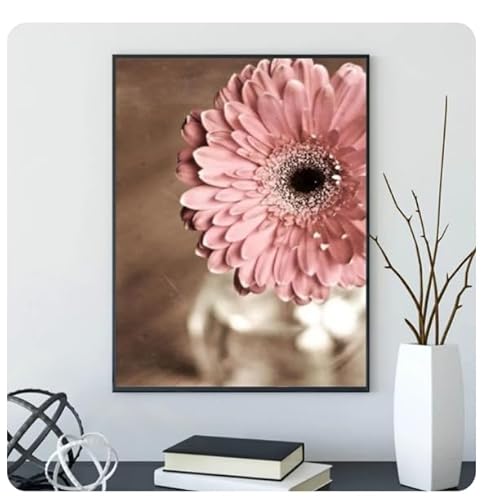 MKANLKX Pink Sunflower 5D DIY Diamond Painting, Diamond Mosaic Picture, Full Round Drill Handwork Embroidery Kits Gift 40X40Cm von MKANLKX