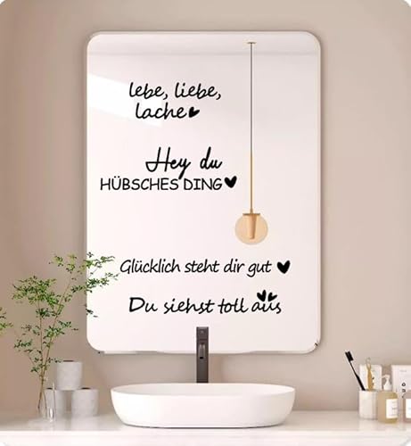 2PC Spiegel Aufkleber Badezimmer Dekoration Spruch Wandtattoo Wandtattoo Sprüche Wandaufkleber für Zitate Wandsticker Fensterbilder Motivation Selbstbewusstsein fördern Frau Deko Geschenk von MKISHINE