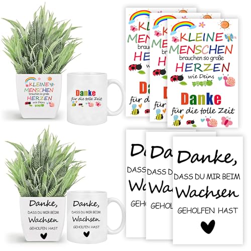 6Aufkleber Danke, dass du mir beim Wachsen geholfen hast - KLEINE MENSCHEN brauchen so große Herzen wie Deins Geschenk-Aufkleber für den Blumentopf - Erzieher Geschenk, Danke für Kindergarten von MKISHINE