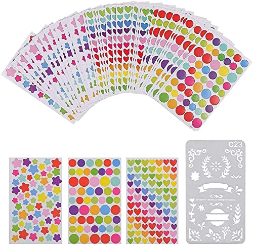 MKISHINE Aufkleber bunt selbstklebend Sticker Herzchensticker Herz Markierungspunkte für DIY Zubehörset Tagebuch Aufkleber Fotoalbum Basteln Notizbuch (66PCS) von MKISHINE