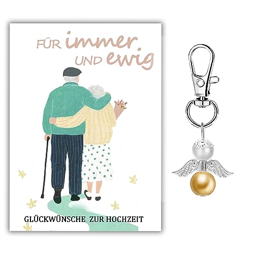 MKISHINE Hochzeitskarte Ehepaar für immer und ewig - Schutzengel Schlüsselanhänger Geschenk | Aquarell | Illustration | Ehepaar || HERZ & PAPIER von MKISHINE