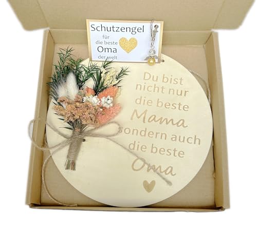 beste Oma Dankeschön Holzscheibe mit Trockenblumen Trockenblumen Geschenk Muttertag Danke Oma ist die beste Holz Geschenk zum für Oma Kleines Geschenk zum Muttertag von MKISHINE