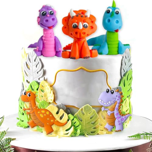 MKKZLPN 5 Stück Dinosaurier-Kuchendekorationen, 3D-Dinosaurier-Kuchendekorationen, süße Dinosaurier-Kuchendekorationen, Cupcake-Dekorationen, Kinder-Tier-Kuchendekorationen, Tier-Party-Dekorationen von MKKZLPN