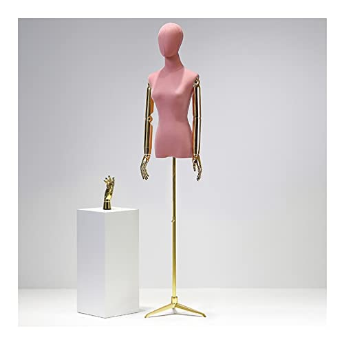 Kleiderform, Puppenkörper, weibliche Büste, Schaufensterpuppe, Torso für Schaufenster, höhenverstellbares Stativ, Nähpuppe, Rosa, Größe 1, klein von MKLFBY