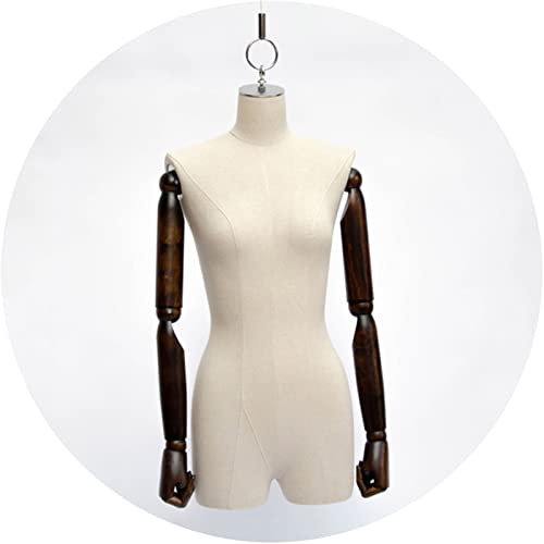 Mannequin Body Torso weiblich, hängende Kleidung, Display, halbe Skala, Puppen, Kleiderform mit Massivholzarm, verstellbares 150 cm Seil, verwendet für Hochzeitskleid, C von MKLFBY