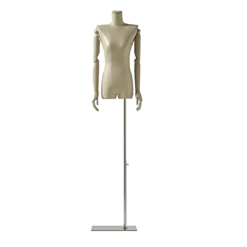 Weibliche Kleid Form Schaufensterpuppe, Farbe PU Körper und Holz Arme Schaufensterpuppe Torso, Display Puppe Körper für Kleidung Schmuck Geschäfte Boutiquen, beige, quadratische Basis von MKLFBY