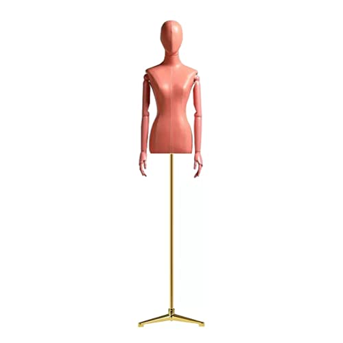 Weibliche Kleid Form Schaufensterpuppe, PU Körper Schaufensterpuppe Torso mit höhenverstellbarem Metallständer, Holzarme, Display Puppe Körper für Kleidung Schmuck, Orange, Stativ Basis von MKLFBY