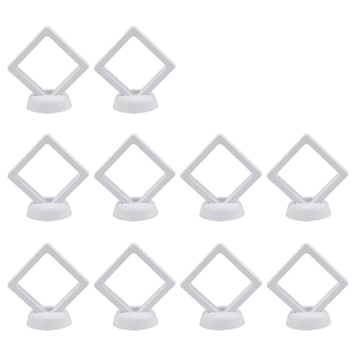 MKLHAVB Pe Film Suspension Box 3D schwebende Bilderrahmen-Box, Schmuckständer, Ring-Anhänger-Halter, schützen Sie den Schmuckstein-Präsentationskoffer Floating Display Box(White 10PCS) von MKLHAVB