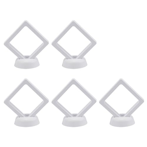 MKLHAVB Pe Film Suspension Box 3D schwebende Bilderrahmen-Box, Schmuckständer, Ring-Anhänger-Halter, schützen Sie den Schmuckstein-Präsentationskoffer Floating Display Box(White 5PCS) von MKLHAVB