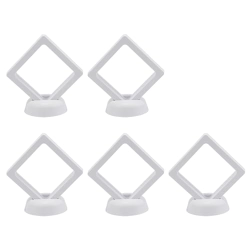 MKLHAVB Pe Film Suspension Box 3D-schwebender Bilderrahmen, Schattenbox, Schmuckständer, Ring-Anhänger-Halter, schützen Sie den Schmuckstein-Präsentationskoffer Floating Display Box(White 5PCS) von MKLHAVB