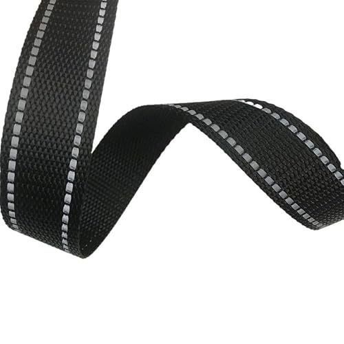 Schrägband 5 Meter 15 mm reflektierende Linie Polyester-Gurtband 1 mm dick DIY Haustierhalsband Rucksackgurt Gürtel Nähzubehör 10 Farben (Color : Black 15mm) von MKLHAVB