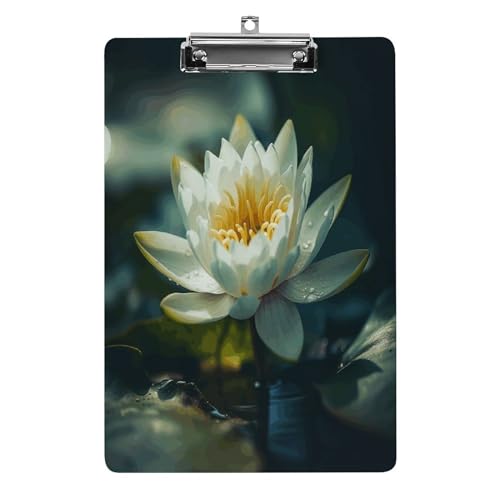 Klemmbrett, Blumen auf Wasser, bedruckte Acryl-Klemmbretter mit Metallclip, stabiles Klemmbrett, 32,5 x 21,6 cm Klemmbrett von MKLYR