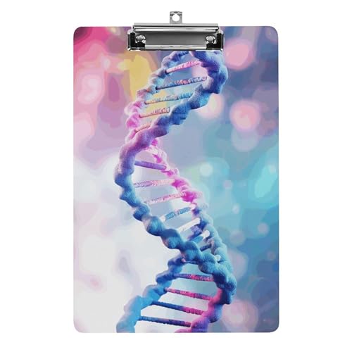 Klemmbrett, DNA-bedrucktes Acryl-Klemmbrett mit Metallclip, stabiles Klemmbrett, 32,5 x 21,6 cm Klemmbrett von MKLYR