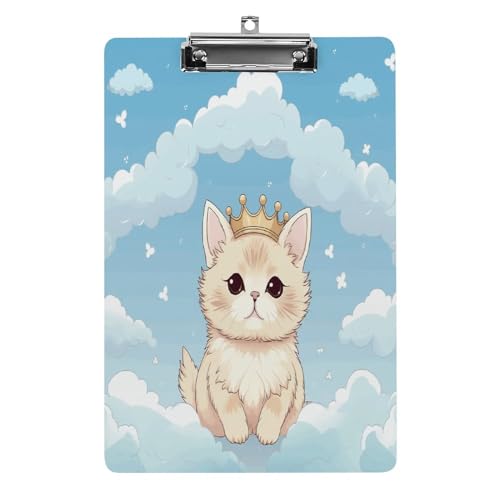 Klemmbrett, Katze mit Krone, bedrucktes Acryl-Klemmbrett mit Metallclip, stabiles Klemmbrett, 32,5 x 21,6 cm Klemmbrett von MKLYR