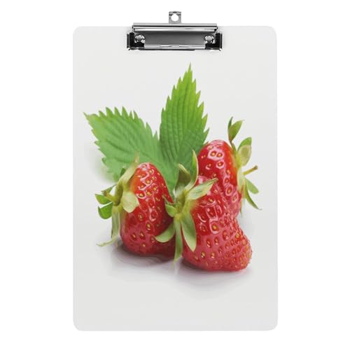 Klemmbrett, frische Erdbeeren, bedruckte Acryl-Klemmbretter mit Metallclip, stabiles Klemmbrett, 32,5 x 21,6 cm Klemmbrett von MKLYR