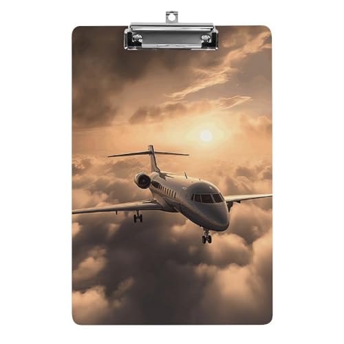 MKLYR Klemmbrett, Flugzeug- und Wolkenbedrucktes Acryl-Klemmbrett mit Metallclip, stabiles Klemmbrett, 32,5 x 21,6 cm Klemmbrett von MKLYR