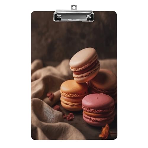 MKLYR Klemmbrett, frische Macarons bedruckte Acryl-Klemmbretter mit Metallclip, stabiles Klemmbrett, 32,5 x 21,6 cm Klemmbrett von MKLYR