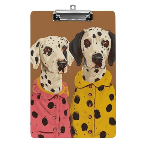 MKLYR Klemmbrett, zwei Hunde tragen Kleidung, bedruckte Acryl-Klemmbretter mit Metallclip, stabiles Klemmbrett, 32,5 x 21,6 cm Klemmbrett von MKLYR