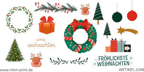 48 Stk. Weihnachtssticker Weihnachtsbäume u.Ä. von MKM Print