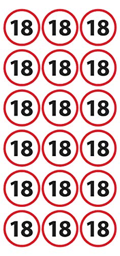 Geburtstags Sticker 18 Jahre | 54 Stück | Aufkleber für Runde Geburtstage DIY von MKM Print