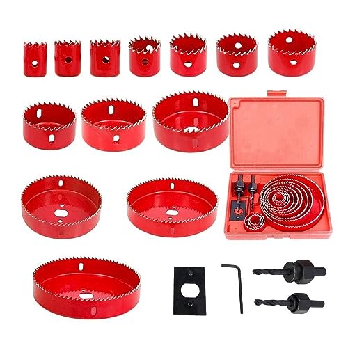 Holz Lochsäge Cutter Set Hartmetall Kern Bohrer 19-127mm for Holz Metall Legierung Schneiden Opener Bohren bit HSS Bohrer Set (Color : 13pcs Set) von MKNAZ