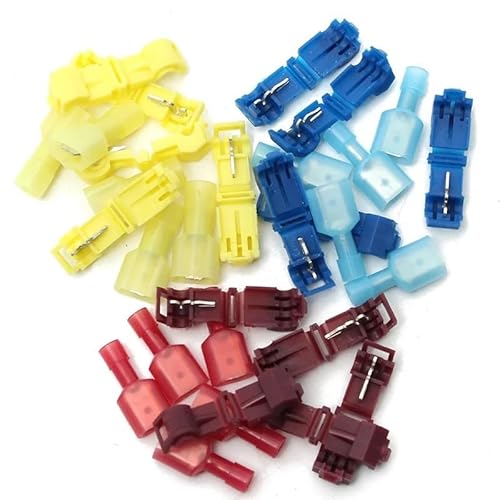 MKXOALNR 10/40/60/100pcs T Tap Quick Electrical Cable Connectors Snap Splice Lock Wire Terminals Crimp Waterproof Wire Connector CHELBOOYIN(Mixed Color,30 Set Mixed (60pcs)) von MKXOALNR