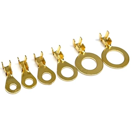 MKXOALNR 100pcs M3 M4 M5 M6 M8 M10 Ring Lugs Terminal Block O-Type Lugs Terminals Cold-Pressed Connector Copper Tab Wiring Nose CHELBOOYIN(1 UK,M10 10.2mm) von MKXOALNR