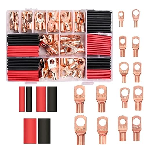 MKXOALNR 160pcs SC4 SC6 SC10 SC16 SC25 SC35 Copper Cable Lug Kit Bolt Hole Tinned Cable Lugs Battery Terminals Copper Nose Wire Connector CHELBOOYIN von MKXOALNR