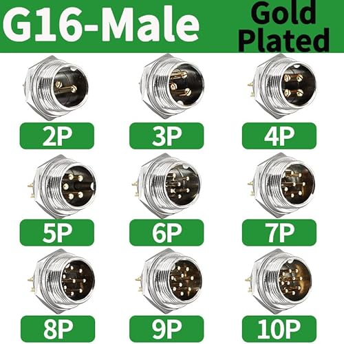 MKXOALNR 5/20/100 Sets GX16 Gold-Plated Male & Female Docking Circular Connector-2-10 Pins, Wire Connector CHELBOOYIN(GX16 Male Head,5 Sets_8P) von MKXOALNR