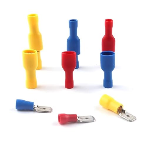 MKXOALNR 50PCS FDD/MDD 6.3mm Terminal Red Blue Yellow Female Male Spade Insulated Electrical Crimp Terminal Connectors Wiring Cable CHELBOOYIN(50PCS(25 Set) Blue) von MKXOALNR