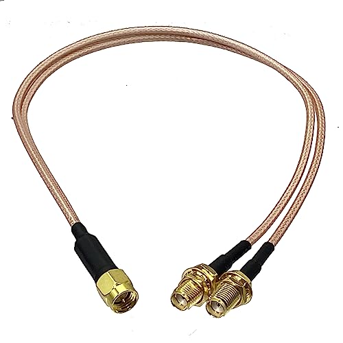 MKXOALNR RG316 SMA Male to 2X SMA Female Jack Y Type Splitter Connector Crimp Wire Terminal RF Jumper Pigtail Cable 4inch~10FT CHELBOOYIN(1.5M) von MKXOALNR