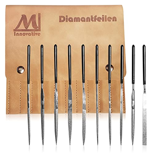 ML 3D Drucker Zubehör 10 tlg. PREMIUM Diamant-Feilen-Set 3mmx140mm. Nadelfeilen/Schlüsselfeilen für den Modellbau. Enthält unter anderem Flachfeile, Rundfeile, Halbrundfeile, Vierkantfeile. von ML