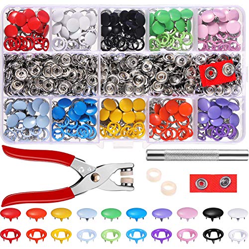 240 Sets Druckknöpfe,MLIAIMCE Metall Druckknöpfe Kit Mit Zange 9,5mm Jersey Druckknöpfe 10 Farben,Für DIY Basteln Baby Kinder Kinderbekleidung,Kleidung Taschen,Handgemaakt,Kleding Repareren von MLIAIMCE