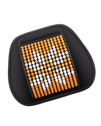 MLLNPP Auto Lendenwirbelstützkissen 1 PC Atmungsaktives Mesh-Autositz-Rückenkissen Taillen-Rückenstützpolster Stuhl Holzperlen Massage Relief Lendenwirbelstütze Gut Geeignet Lendenkissen Auto(Orange) von MLLNPP