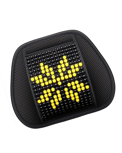 MLLNPP Auto Lendenwirbelstützkissen 1 PC Atmungsaktives Mesh-Autositz-Rückenkissen Taillen-Rückenstützpolster Stuhl Holzperlen Massage Relief Lendenwirbelstütze Gut Geeignet Lendenkissen Auto(Yellow) von MLLNPP