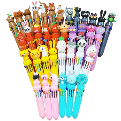 20 Stück Versenkbare Kugelschreiber-10 Farben Mini Mehrfarbig Stifte Kreativer Süßer Cartoon-Stift Retractable Kugelschreiber für Büro Schulbedarf für Kinder Schüler Hausaufgaben Schule Büro Geschenke von MLLTech