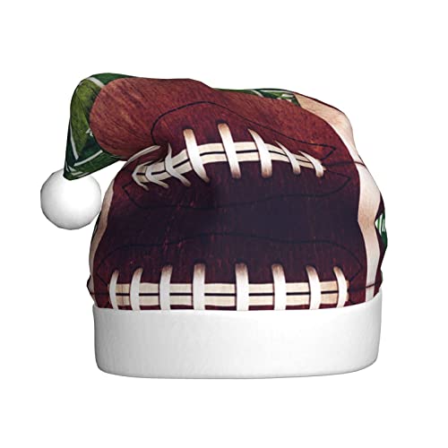 MLTRFGJ American Football Feld und Ball bedruckte Weihnachtsmützen für Erwachsene, festliches Partyzubehör für Weihnachten und Neujahr von MLTRFGJ