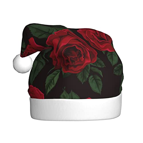 MLTRFGJ Weihnachtsmützen mit roten Rosen für Erwachsene, festliches Partyzubehör für Weihnachten und Neujahr von MLTRFGJ