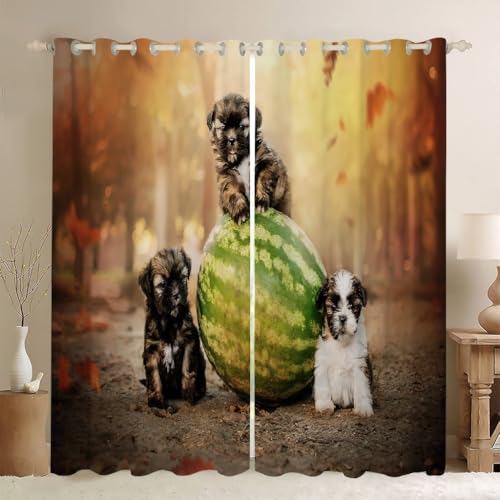 MLUNKQAIL Verdunklungsvorhänge Ahornblatt Vorhänge Blickdicht Schnauzer Gardinen mit Ösen Wärmedämmvorhang Verdunklungsdekoschal Gardinen Wohnzimmer 2Er Set 100X160cm (BxH) von MLUNKQAIL