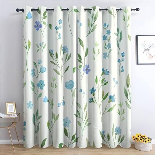 MLUNKQAIL Verdunklungsvorhänge Lila Blume Vorhänge Blickdicht Blatt Gardinen mit Ösen Wärmedämmvorhang Verdunklungsdekoschal Gardinen Wohnzimmer 2Er Set 100X160cm (BxH) von MLUNKQAIL