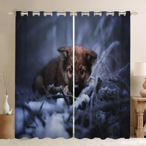 MLUNKQAIL Verdunklungsvorhänge Norwegischer Windhund Vorhänge Blickdicht Baum AST Gardinen mit Ösen Wärmedämmvorhang Verdunklungsdekoschal Gardinen Wohnzimmer 2Er Set 50X140cm (BxH) von MLUNKQAIL