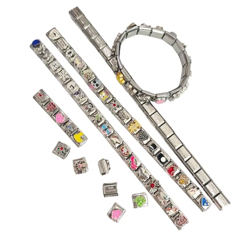 100 Stück Italienische Charm Armband Set Austauschbare Edelstahl Module Verbindungskomponenten Für Die Schmuckherstellung von MLWSKERTY