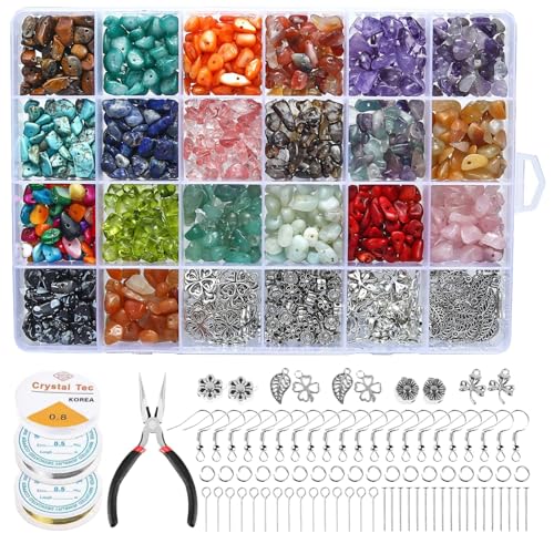 24 Gitter Unregelmäßige Natursteine Perlen Handgefertigte Edelsteine Schmuckzubehör Zerkleinerte Steinkombination von MLWSKERTY