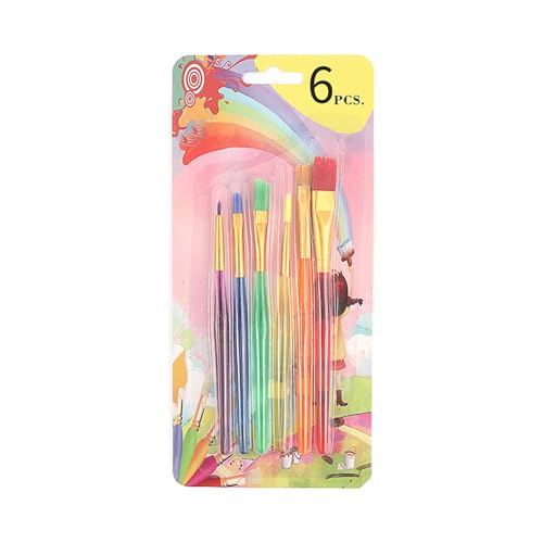 6Pcs Candy Farbige Pinsel Feine/Flache Spitze Aquarell Pinsel Kinder Pinsel Für Acryl Aquarell Malerei von MLWSKERTY