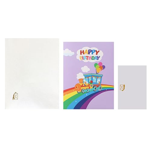 Einzigartige 3D Geburtstagskarte Regenbogenzug Grußkarte Umschlag Handgefertigte Festliche Überraschungskarte von MLWSKERTY